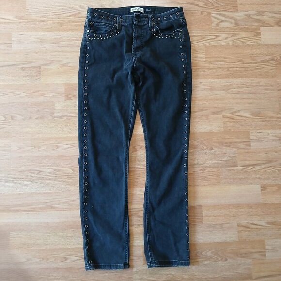 Please Brand Y2K Grommet & Stud Embellished Black Jeans Size Small - Picture 1 of 10